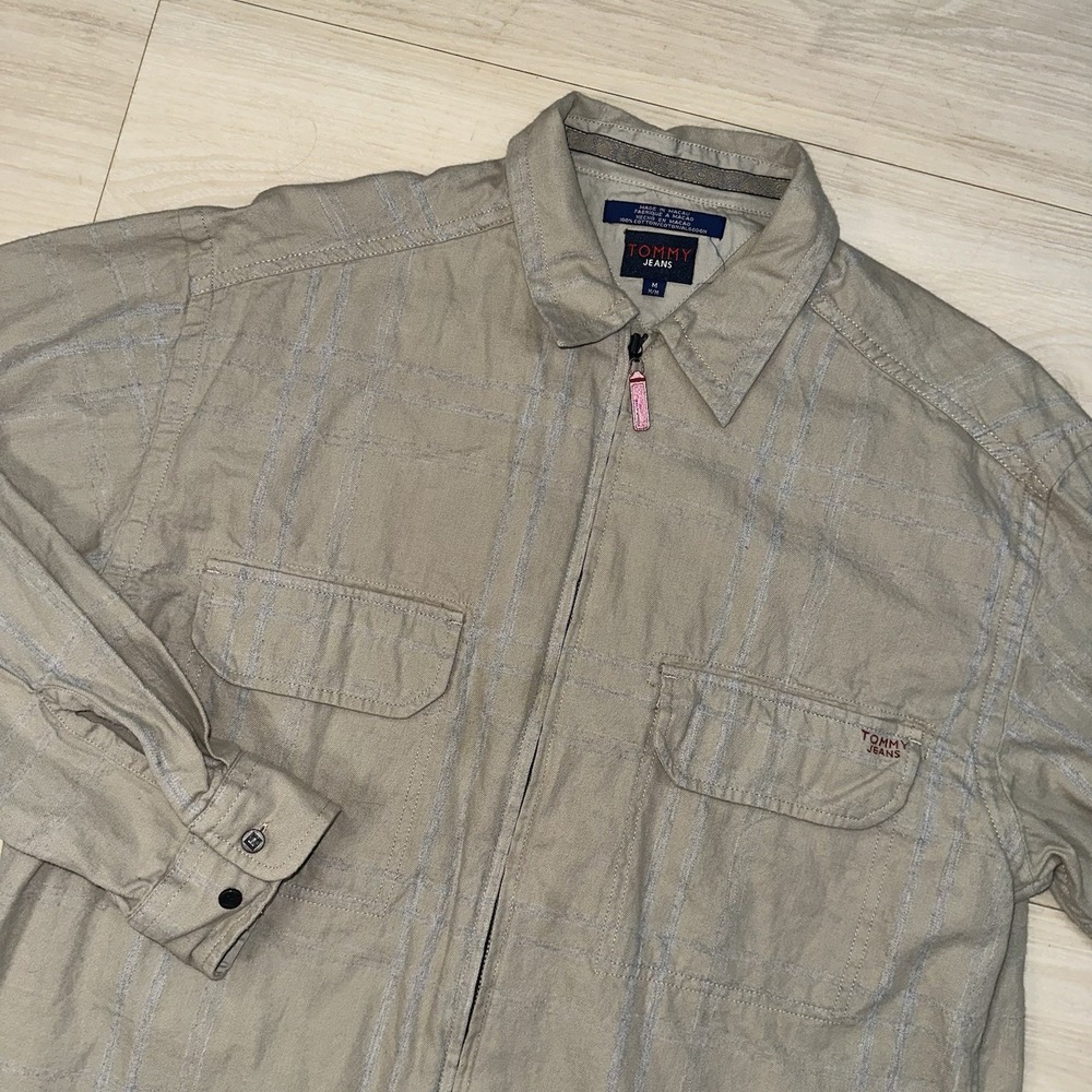 Vintage Tommy Hilfiger Jeans Zip Up Plaid Jacket Size M 90's Gorpcore Workwear